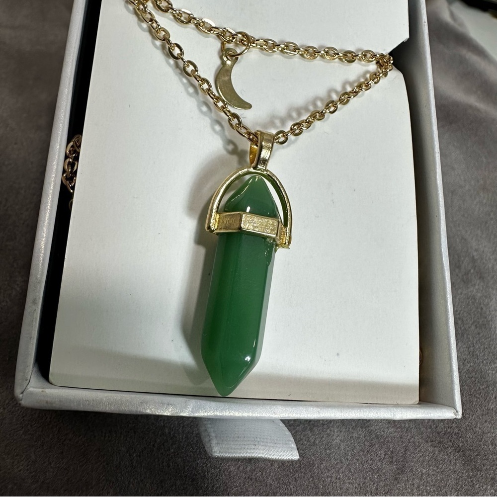 The Crystal Babes Necklace. The Lucky. Gold plated, real Aventurine. - Picture 3 of 3